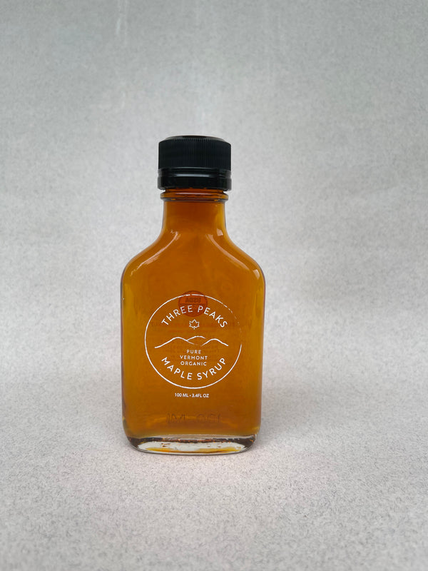 Three Peaks Maple Syrup - 3.4 oz. Flask (Organic Maple Syrup)