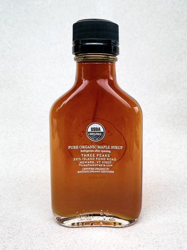 Three Peaks Maple Syrup - 3.4 oz. Flask (Organic Maple Syrup)