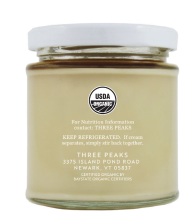 Organic Vermont Maple Cream (8 ounce jars)